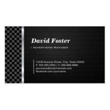 Advertising Manager Professional Black White Business Card Templates