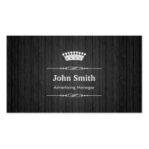 Advertising Manager Royal Black Wood Grain Business Cards