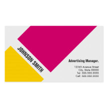 Advertising Manager - Simple Pink Yellow Business Card