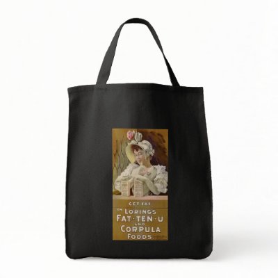 Advertisment for Get Fat Food Tables 1895 Canvas Bags by MyOtherPlanet