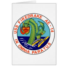 AE-14 USS Firedrake Ammunition Ship Military Patch Greeting Cards