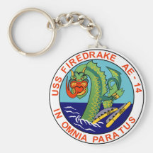 AE-14 USS Firedrake Ammunition Ship Military Patch Key Chain