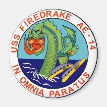 AE-14 USS Firedrake Ammunition Ship Military Patch Fridge Magnets