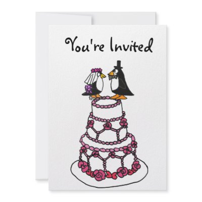 AE- Cartoon Penguins Bridal Shower Invitations by naturesmiles