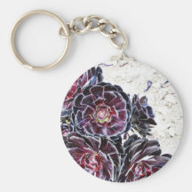 Aeonium Flower On Dry Rocks Keychains