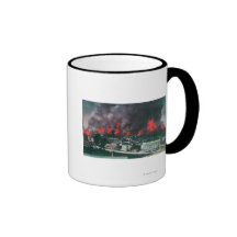 Aerial of City Ablaze During 1906 Fire Mugs
