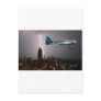 Aerobatic airplane in lightning post card