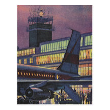 Aéroport vintage, passagers montant à bord de l'av carte postale