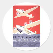Aéroports de Municipal de ville de New-York Adhésifs Ronds
