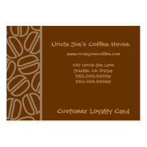 Affaires et cartes perforées de magasin de café cartes de visite professionnelles