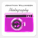Affaires roses de photographie d'appareil-photo stickers carrés