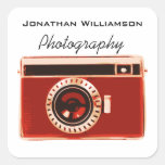 Affaires rouges de photographie d'appareil-photo stickers carrés