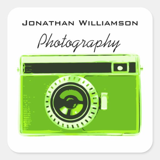 Affaires vertes de photographie d'appareil-photo sticker carré