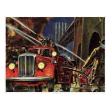 Affaires vintages, camions de pompiers de sapeurs- cartes postales