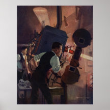 Affaires vintages, projectionniste dans une salle  poster