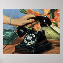 Affaires vintages, téléphone rotatoire et main posters