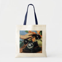 Affaires vintages, téléphone rotatoire et main sac en toile