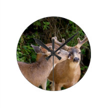 Affectionate Deer Bucks Clock