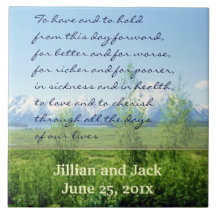 Affichage de voeux de MARIAGE de Tetons de ressort Carreau En Céramique