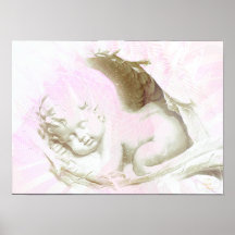 Affiche angélique rose d'ailes de bébé - personnal