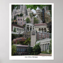 Affiche Ann Arbor Michigan 11 x 14 de collage