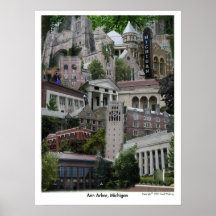 Affiche Ann Arbor Michigan 18 x 24 de collage
