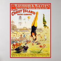 Affiche Barnum et eau Coney Island de cirque de Ba