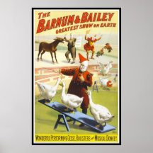 Affiche Barnum et oies d'âne de cirque de Bailey