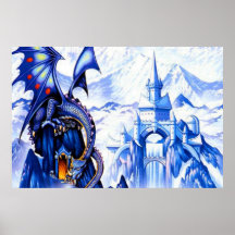Affiche bleue de dragon d'imaginaire