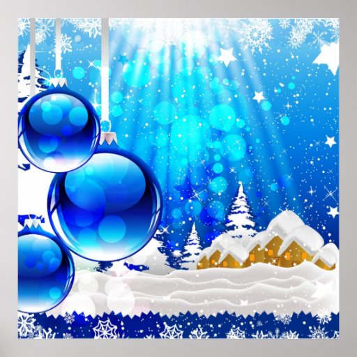Affiche bleue d'hiver