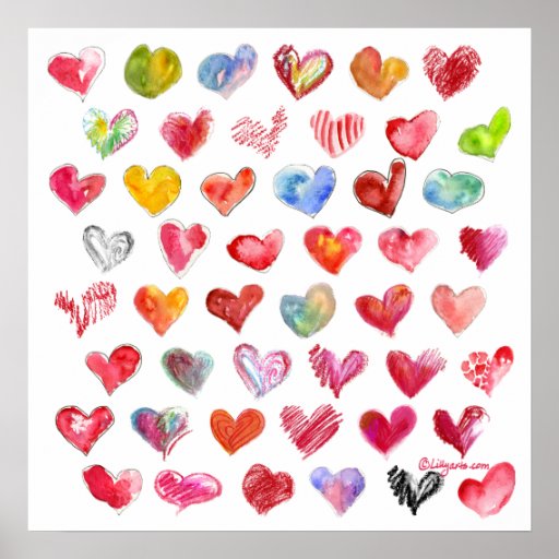 Affiche carrée de 48 coeurs de Valentine