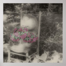 Affiche carrée florale blanche noire de jardin d'a