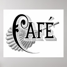 Affiche chic française de logo de café de Nouveau 