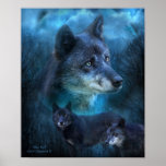 Affiche/copie bleues d'art de loup