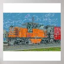Affiche/copie locomotives oranges