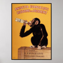 Affiche/copie : Singe de boisson alcoolisée d'Anis