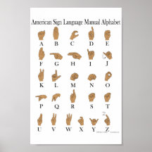 Affiche d'alphabet d'ASL de langue des signes amér