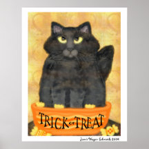 Affiche d'art de chat de des bonbons ou un sort de