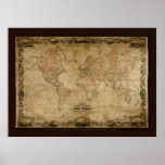Affiche d'art de la carte de Vieux Monde de COLTON