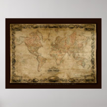 Affiche d'art de la carte de Vieux Monde de COLTON