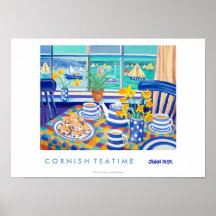 Affiche d'art : Temps cornouaillais de thé. (Bleu 