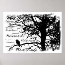 Affiche - de B&W silhouette plus jamais Raven