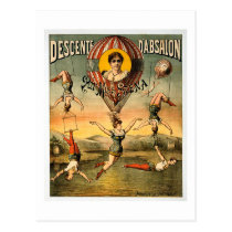 Affiche de cirque de Mlle Stena Flying Trapese Vin cartes postales