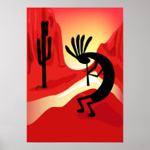 Affiche de coucher du soleil de Kokopelli