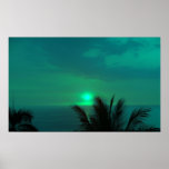 Affiche de coucher du soleil de vert vert