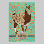 Affiche de damassé d'amour de lama affiches