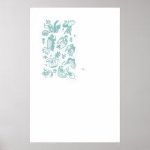 Affiche de décor d'oiseau (bleue)