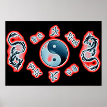 Affiche de dragon de Yin Yang