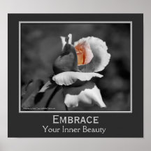 Affiche de motivation de Rosebud de beauté intérie