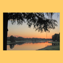 Affiche de nature de coucher du soleil de rivière  affiches